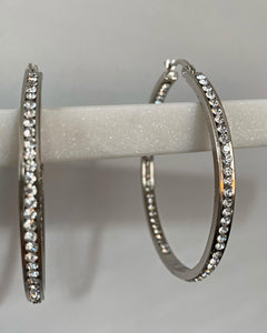 “CHENÊ” Silver Diamond Hoops