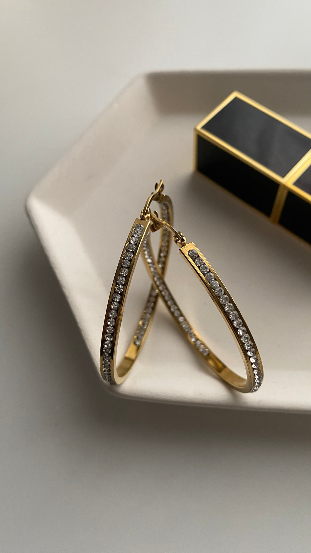 “CHÊNE” Gold Diamond Hoops